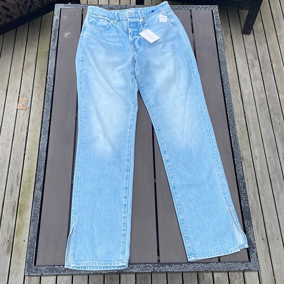 Good American Good Boy Jeans with Slit size 6 NWT Blue 456 - Picture 3 of 8